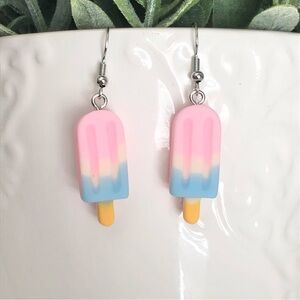 New Handmade Pink and Blue Popsicle Earrings Dangle Drop Summer Unique Gifts Fun